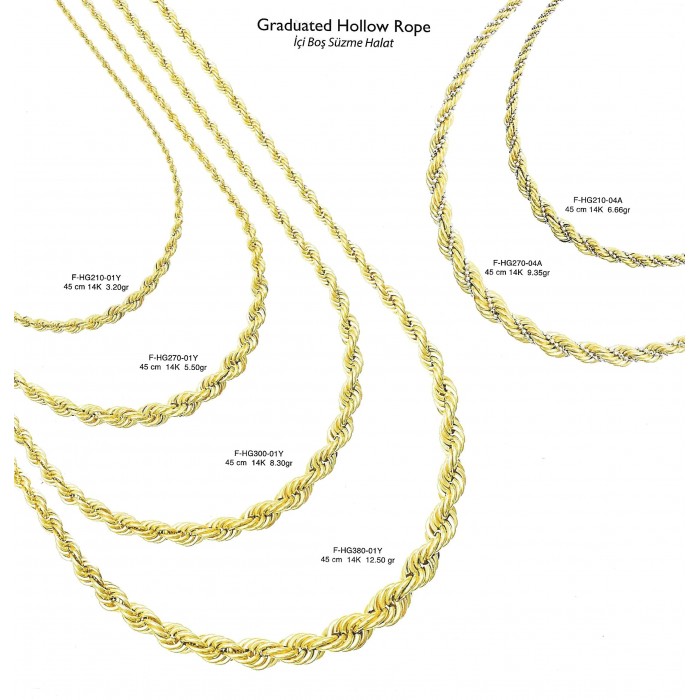 Graduated  Hollow Rope  0 mm 45 cm 3,2 gr 14 K 585